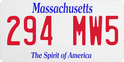 MA license plate 294MW5