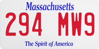 MA license plate 294MW9