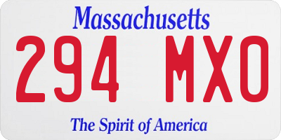 MA license plate 294MX0