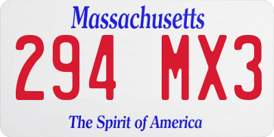MA license plate 294MX3