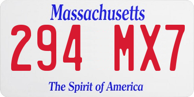 MA license plate 294MX7