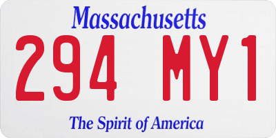 MA license plate 294MY1