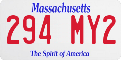 MA license plate 294MY2