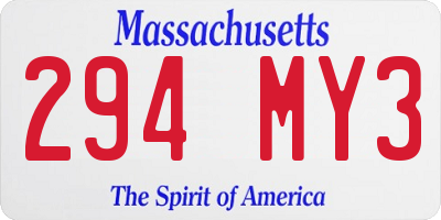 MA license plate 294MY3