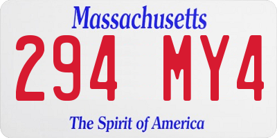 MA license plate 294MY4