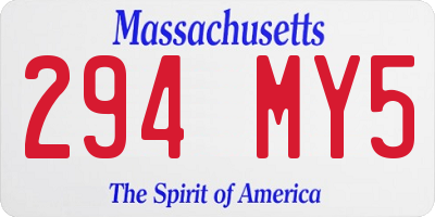 MA license plate 294MY5