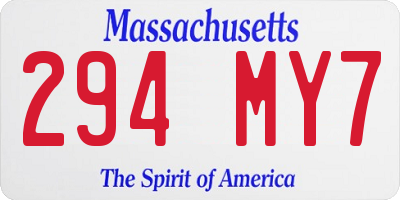 MA license plate 294MY7