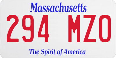 MA license plate 294MZ0