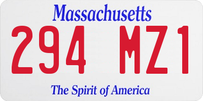 MA license plate 294MZ1