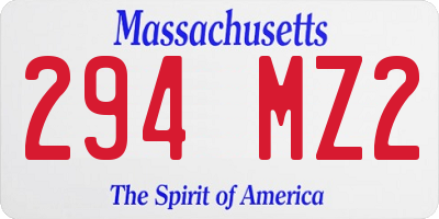 MA license plate 294MZ2