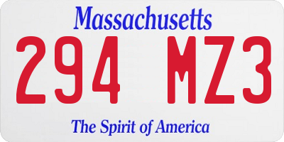 MA license plate 294MZ3