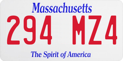 MA license plate 294MZ4