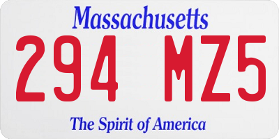 MA license plate 294MZ5