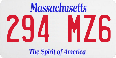 MA license plate 294MZ6