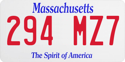 MA license plate 294MZ7