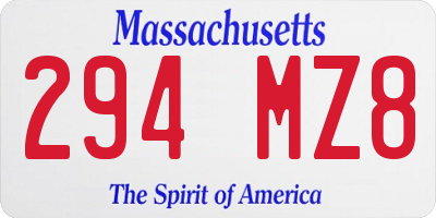 MA license plate 294MZ8