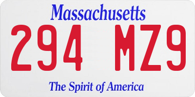 MA license plate 294MZ9