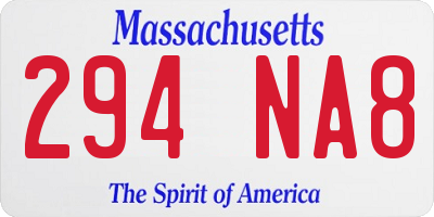MA license plate 294NA8