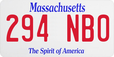 MA license plate 294NB0