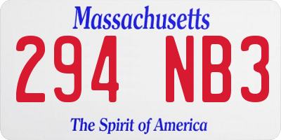 MA license plate 294NB3