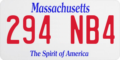 MA license plate 294NB4
