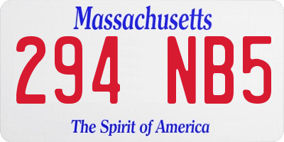 MA license plate 294NB5