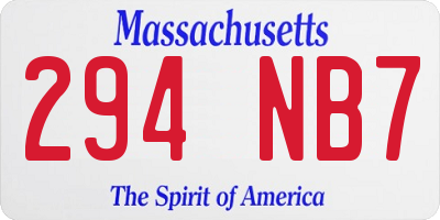 MA license plate 294NB7