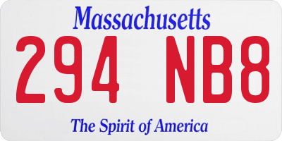 MA license plate 294NB8