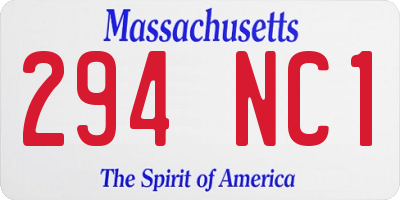 MA license plate 294NC1