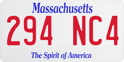 MA license plate 294NC4