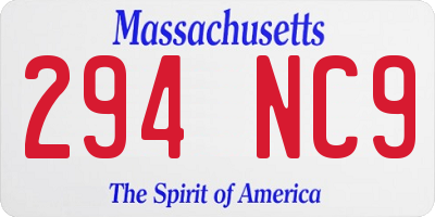 MA license plate 294NC9