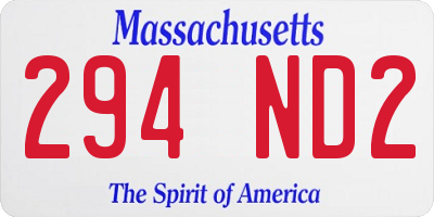 MA license plate 294ND2