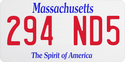 MA license plate 294ND5