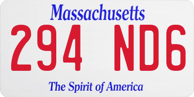 MA license plate 294ND6