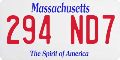 MA license plate 294ND7