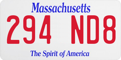 MA license plate 294ND8