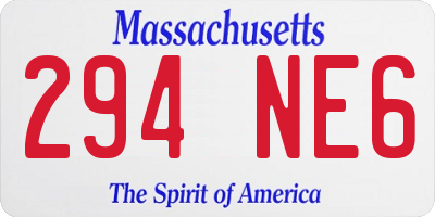 MA license plate 294NE6