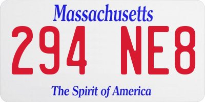 MA license plate 294NE8