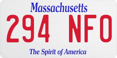 MA license plate 294NF0