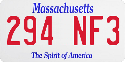MA license plate 294NF3