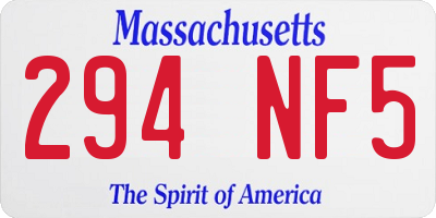 MA license plate 294NF5