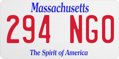 MA license plate 294NG0