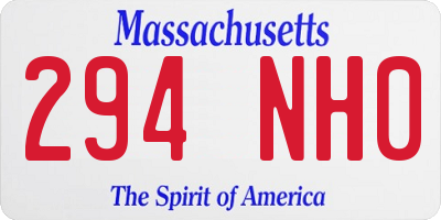 MA license plate 294NH0
