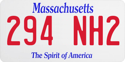 MA license plate 294NH2