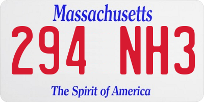MA license plate 294NH3