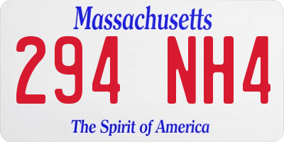MA license plate 294NH4