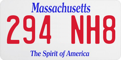 MA license plate 294NH8