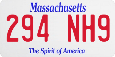MA license plate 294NH9