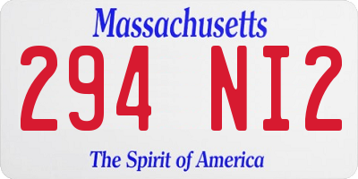 MA license plate 294NI2