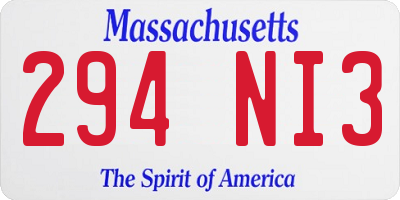 MA license plate 294NI3